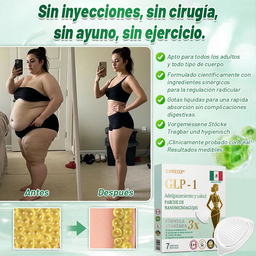 【Último día de promoción: 60% DE DESCUENTO🏅】CVREOZ® Parche NANO de microagujas NIDDK-Tirzepatide para Adelgazar y Salud(Sin dolor, liberación 24/7 | Pierde 9 kg RÁPIDO | Reducción del 90% en azúcar | )