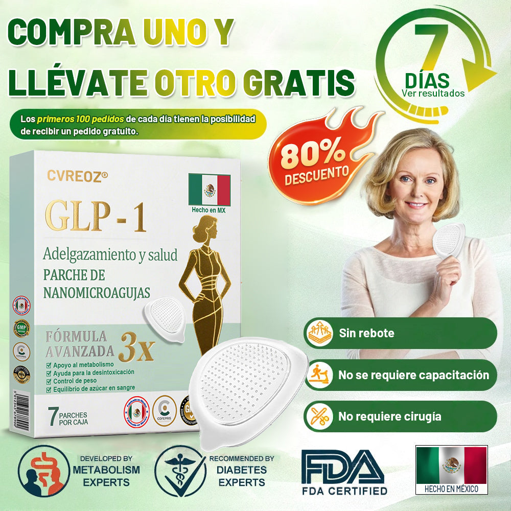【Último día de promoción: 60% DE DESCUENTO🏅】CVREOZ® Parche NANO de microagujas NIDDK-Tirzepatide para Adelgazar y Salud(Sin dolor, liberación 24/7 | Pierde 9 kg RÁPIDO | Reducción del 90% en azúcar | )