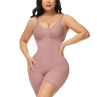 Women's Body Shaper - Tummy Control & Butt Lifter with Zippered Crotch and Removable Straps