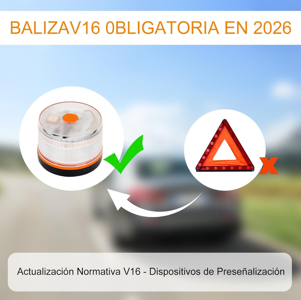 ⭐⭐ÚLTIMAS 6 HORAS🔥: 70% DE DESCUENTO⭐Luz de Emergencia V16 DGT 3.0 – Aprobada 2026, Magnética IP54 – Cumple con la Normativa 2026
