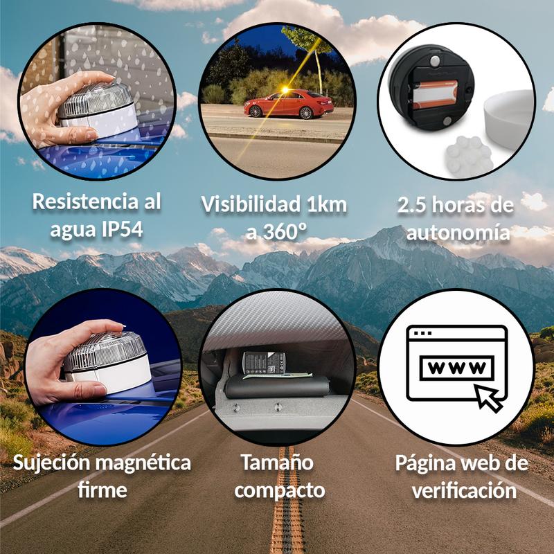 🏆ÚLTIMAS 6 HORAS🏆: 70% DE DESCUENTO⭐Baliza V16 | 6 Pcs | 2ª GENERACION Geolocalización DGT 3.0 | SIM y Datos Pagados hasta 2038 | Ventosa para Aluminio/Cristal
