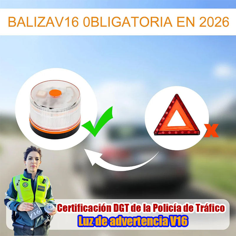 Especial de Navidad: 80% DE DESCUENTOLuz de Emergencia V16 Aprobada por la DGT con Geolocalización 3.0 – Señalización de Ubicación para Automóviles, Plan de Datos Incluido – Base Magnética IP54 – Cumple con la Normativa 2026.