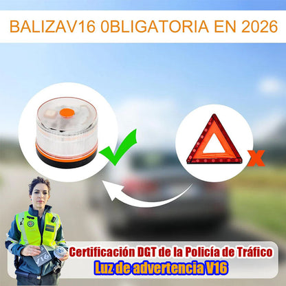 Especial de Navidad: 80% DE DESCUENTOLuz de Emergencia V16 Aprobada por la DGT con Geolocalización 3.0 – Señalización de Ubicación para Automóviles, Plan de Datos Incluido – Base Magnética IP54 – Cumple con la Normativa 2026.