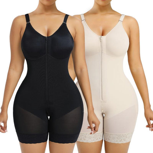 Women's Body Shaper - Tummy Control & Butt Lifter with Zippered Crotch and Removable Straps