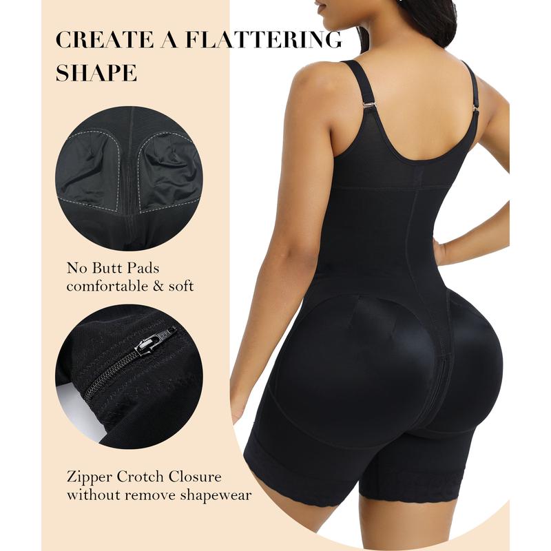 Women's Body Shaper - Tummy Control & Butt Lifter with Zippered Crotch and Removable Straps