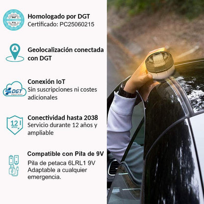 🏆ÚLTIMAS 6 HORAS🏆: 70% DE DESCUENTO⭐Baliza V16 | 6 Pcs | 2ª GENERACION Geolocalización DGT 3.0 | SIM y Datos Pagados hasta 2038 | Ventosa para Aluminio/Cristal
